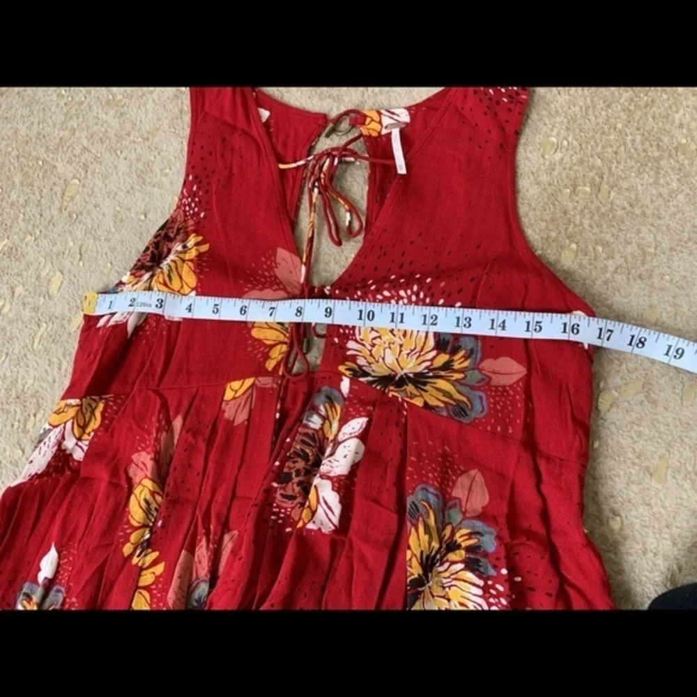 Free People Pleated Floral Sleeveless Top with Open Back